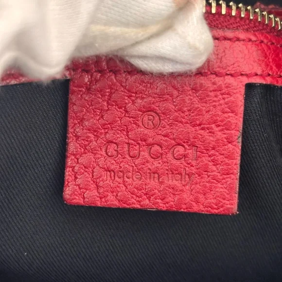 Gucci Britt New Web Hobo Red Pebbled Leather GG Logo Shoulder Bag - Picture 5 of 8
